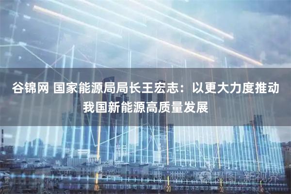 谷锦网 国家能源局局长王宏志：以更大力度推动我国新能源高质量发展